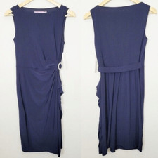 Eliza J Navy Sleeveless Faux Wrap Sheath Dress 6 NEW