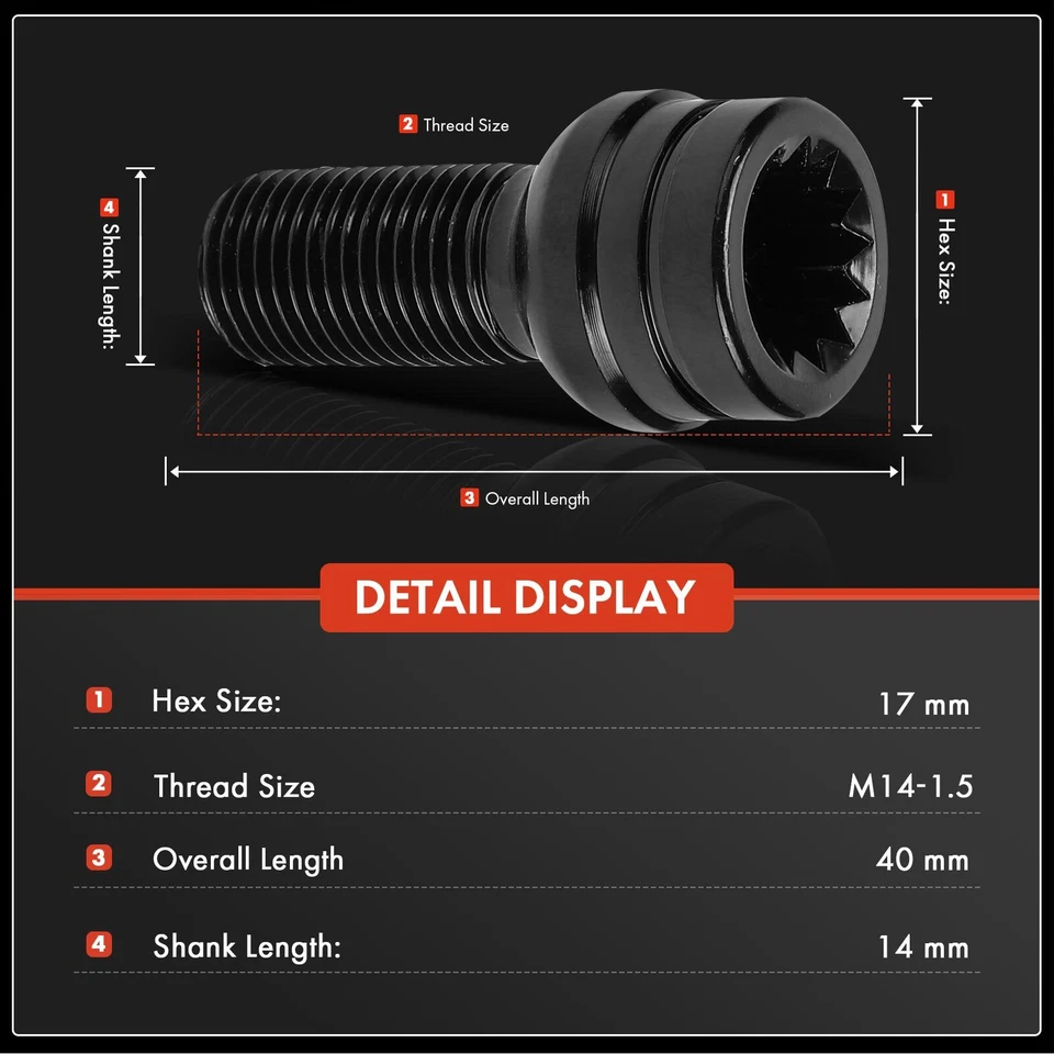5x Tuerca de rueda M14-1,5 para Volkswagen Jetta 1985-2016 Passat Golf Audi A4 Q5 Foto 2 de 4