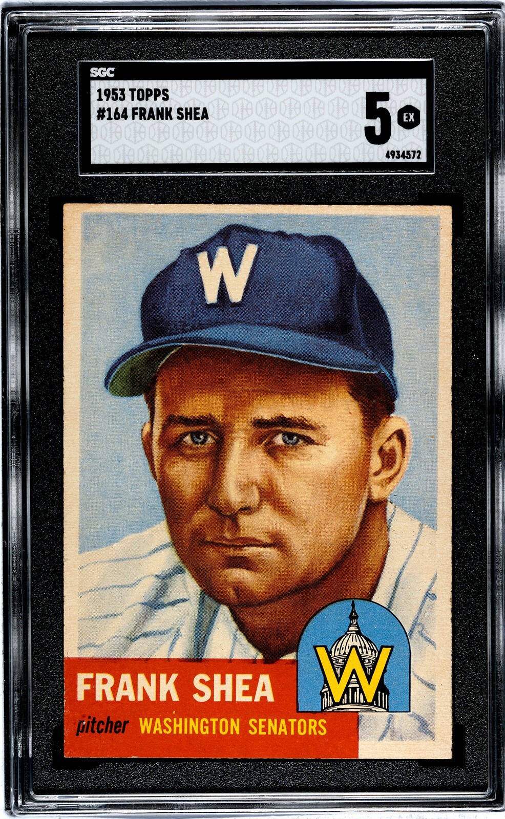 1953 TOPPS # 164 - FRANK SHEA - WASHINGTON SENATORS - SGC 5 (EX)