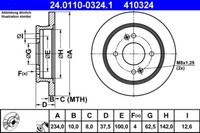 2X ATE 24.0110-0324.1 Bremsscheibe FüR Hyundai KIA