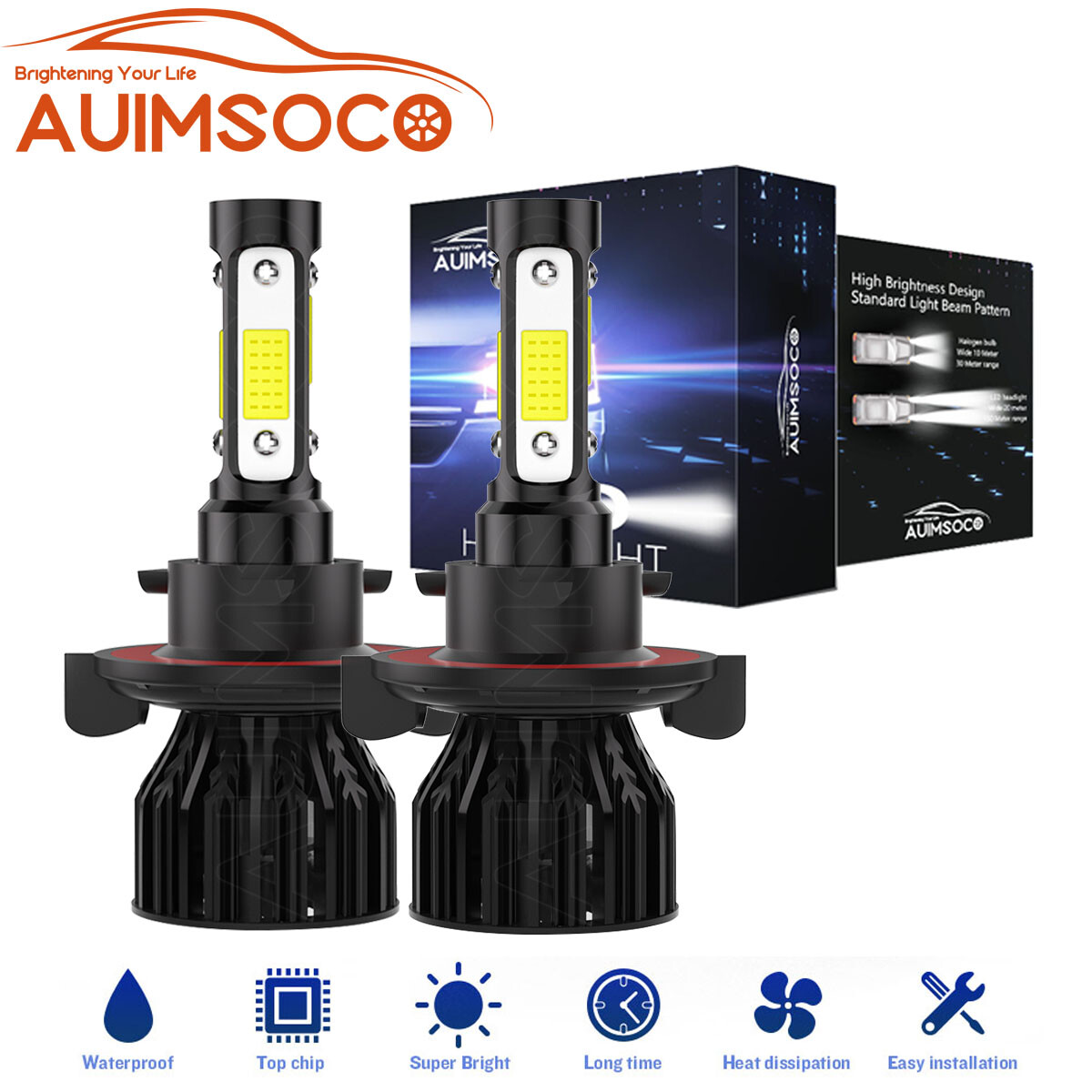2x H13 9008 LED Headlight Bulbs High & Low Beam for Ford F-150 2004-2014 Combo