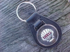 SHELL OIL ANTIQUE CHROME LEATHER KEY FOB NOS QUALITY KEY HOLDER GASOLINE PETRO