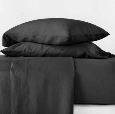 Casaluna King 100% Linen Sheet Set - Black 4 pc 18'' Deep FAST FREE SHIPPING