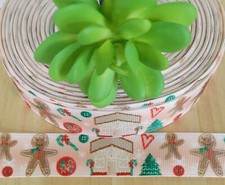 1 Inch 1 YD Gingerbread Man Grosgrain Ribbon Christmas Gingerbread House Candy