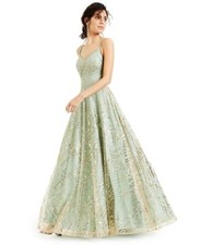 Say Yes to the Prom Embellished Ballgown Gold/Sage Size 3/4 189