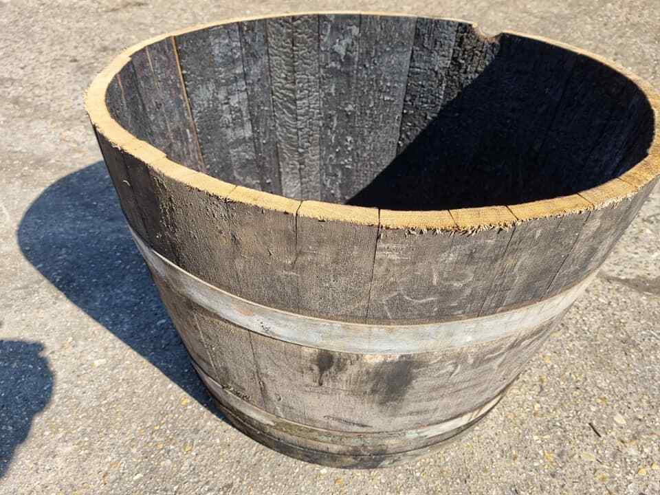 Genuine Large Half Oak Wine Barrel Planter Flower Tree Veg Pots Garden ...