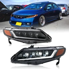 Full LED Headlight Fit For Honda Civic 4-door 2006-2011 Head Lamps Assembly Pair