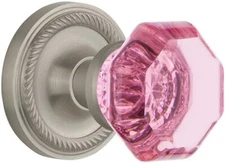 Nostalgic Warehouse Rope Rosette Single Dummy Waldorf Pink Door Knob Satin