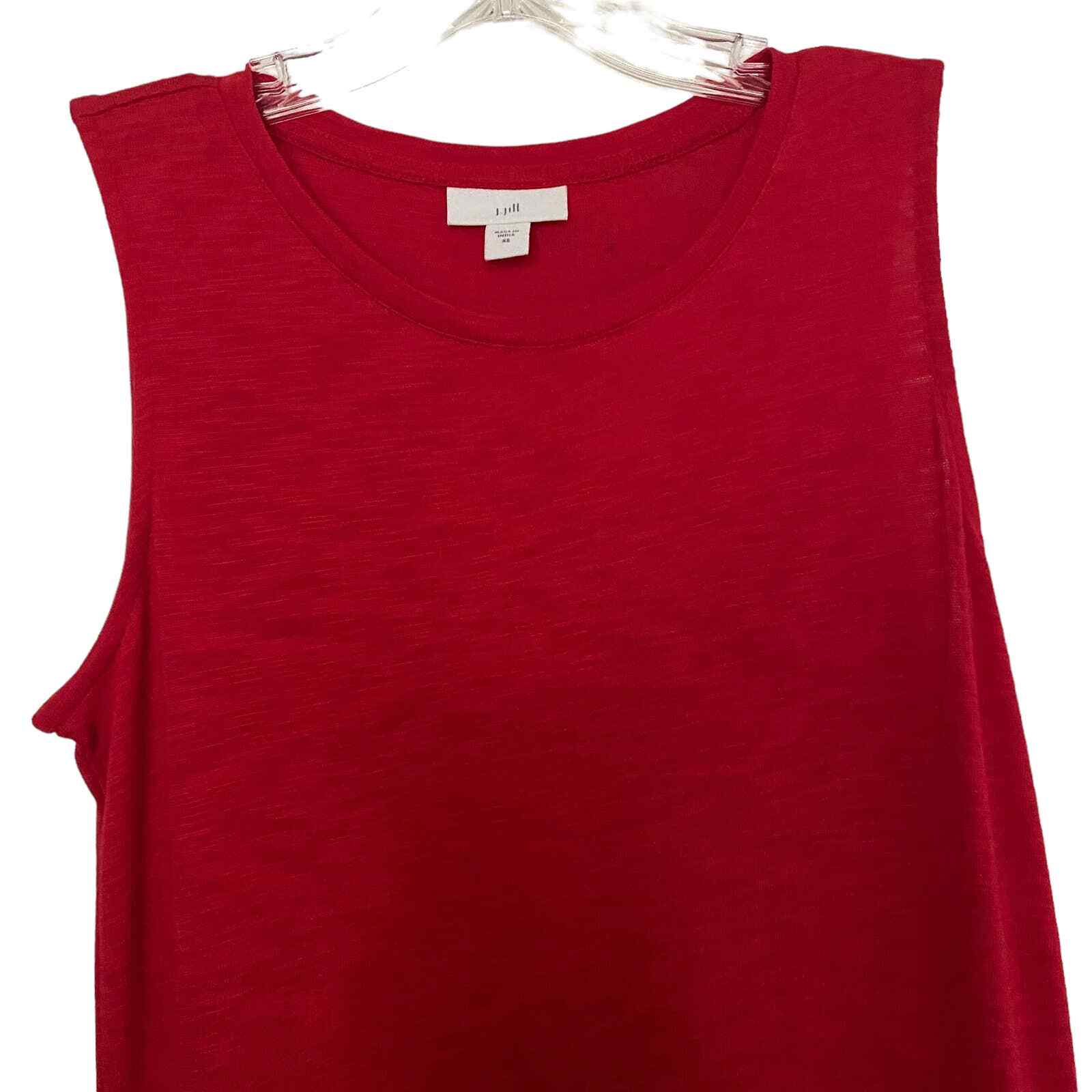 J. JILL Women's Size XS Maxi Dress Tiered Red Sleeveless Tank Cotton