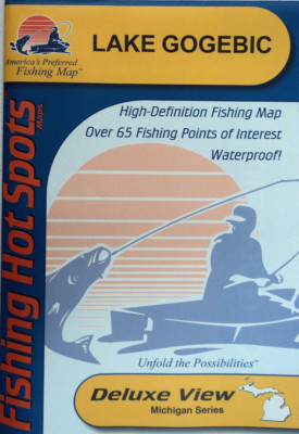 Lake Gogebic Detailed Fishing Map, GPS Points, Waterproof, Depth Contours #M200