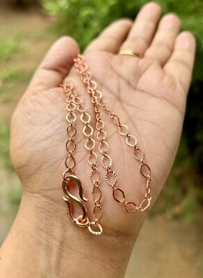 18 inch Pure Copper Textured Cable Chain Necklace, Healing Copper Jewelry