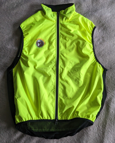 BIKETOURS.COM Windbreaker Cycling Vest Mens S Womens M Neon Yellow Black