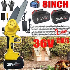 8INCH 4500W 36V Cordless New ectric Chainsaw 2Battery Wood Cutter Rechargeable