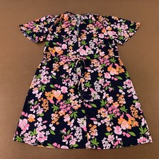 A New Day Women's Size Small Navy Floral Print Short Sleeve V Neck A Line Dress