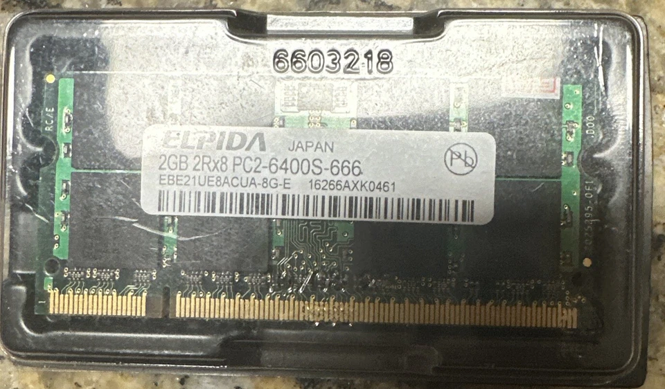 ELPIDA 2GB Memory DDR2-2Rx8 PC2-6400-666 SODIMM 2Rx8 EBE21UE8ACUA-8G-E - Image 2 of 3