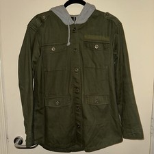 Ladies Khaki Jacket With Grey Hoodie