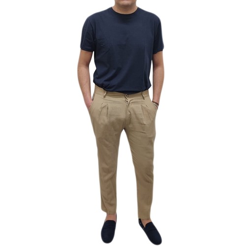 Pantalones Hombre 100% Lino Made IN Italy Chino Ligero Jeans Bolsillos América - Imagen 4 de 14