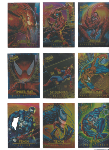 1995 Fleer Ultra Spider-man Masterpieces Complete Insert Set Of 9 Carnage Venom - Picture 1 of 2