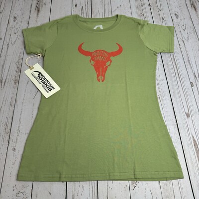 NEW Mountain Khakis Roamer Short Sleeve Graphic T Shirt Womens Medium Cow Skull