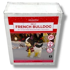 Delightful Holiday Products French Bulldog Christmas Light Up 3D Yard Decor 20”