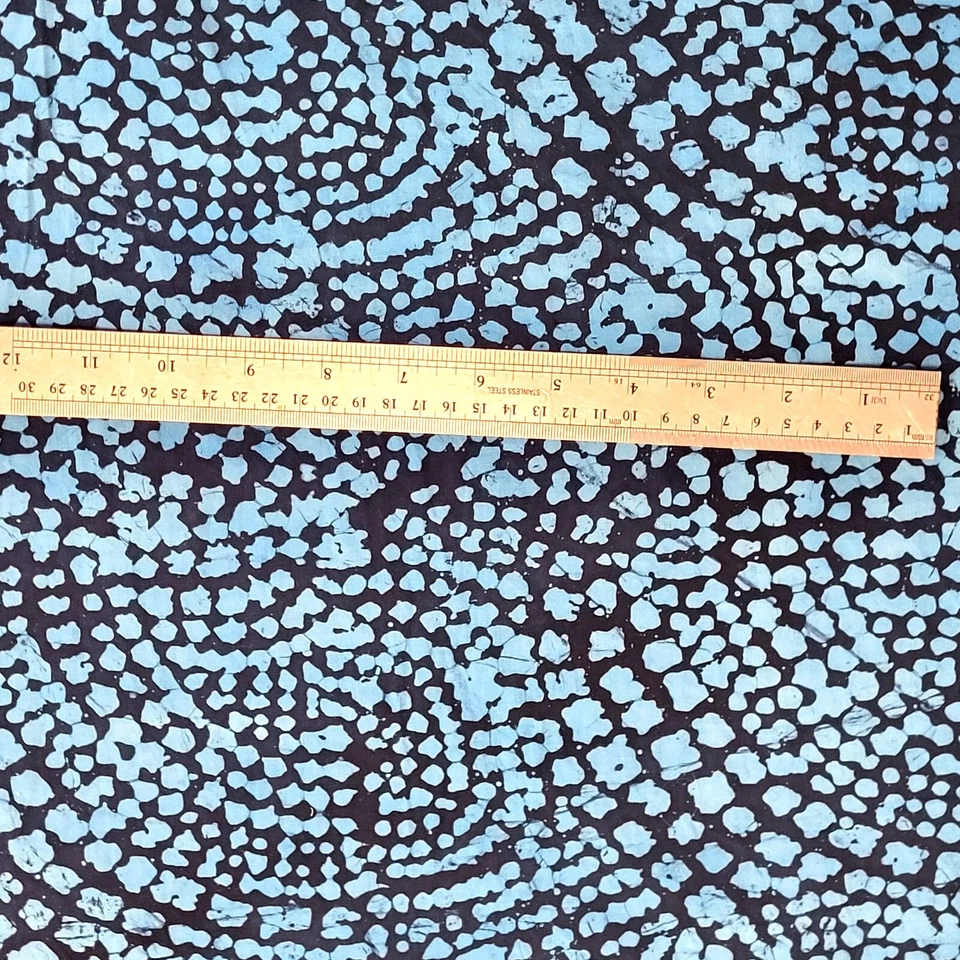 Tela de algodón batik azul marino turquesa 1,22 yardas x 44" ancho diseño piel animal Foto 2 de 4