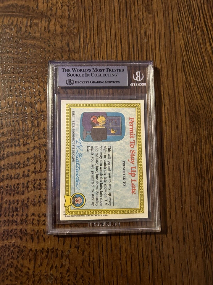 1985 Tops GPK OS1 Evil Eddie #1b Glossy, Beckett Grade 7.5 - Image 2 of 3