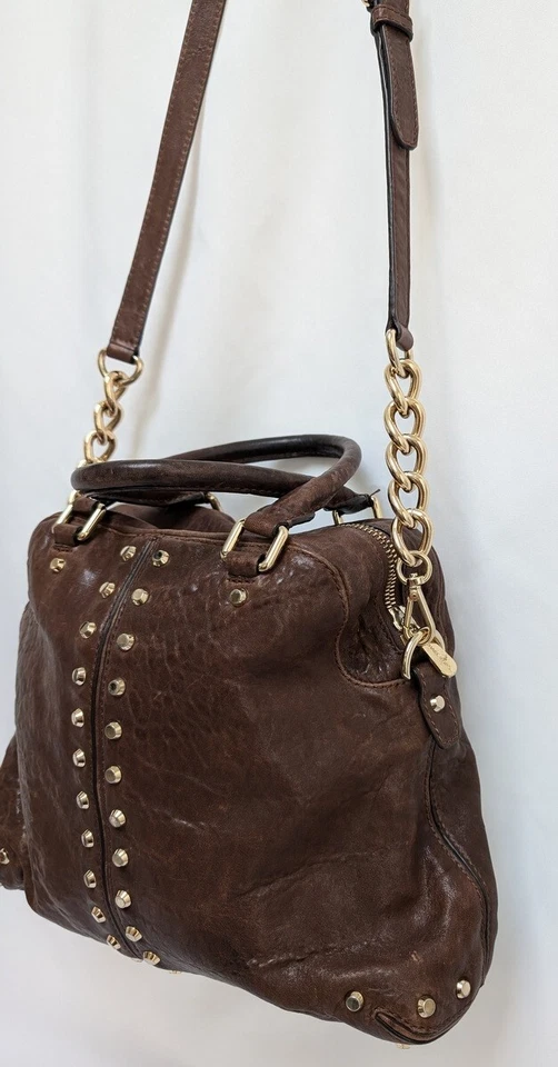 MICHAEL KORS Mujer Uptown Astor Cuero Tachonado Bolso Bandolera de Mano Cartera Marrón Foto 3 de 4