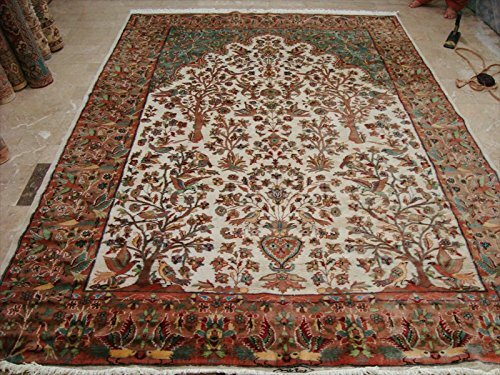 Exclusive Rug Tree of Life Peace Birds Hand Knotted Silk Wool Carpet (10 x 7)' - Picture 1 of 7