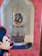 Disney Mickey Mouse 75th Anniversary Glass Domed 9" Clock with Stars On Base