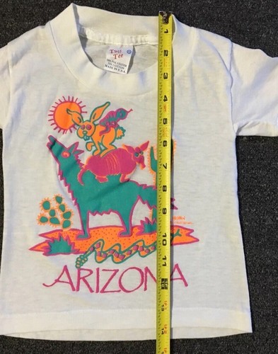 Vtg 80s Kids Arizona Faded Coyote Shirt XS Abstract Art Cactus Animal Grunge 90s - Picture 10 of 10