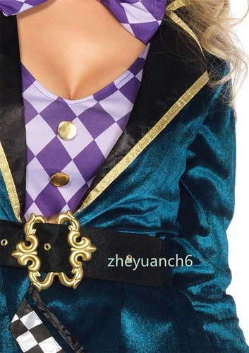 Cosplay Lady Party Mad Hatter Alice in Wonderland Halloween Dress Costume Hat - Picture 4 of 5