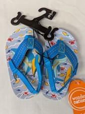 Wonder Nation Toddler Boys Shark Flip Flop Sling Back ,Size 5-6 Blue NWT
