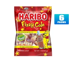6x Packs Haribo Gummi Candy, Fizzy Cola - 5oz Each