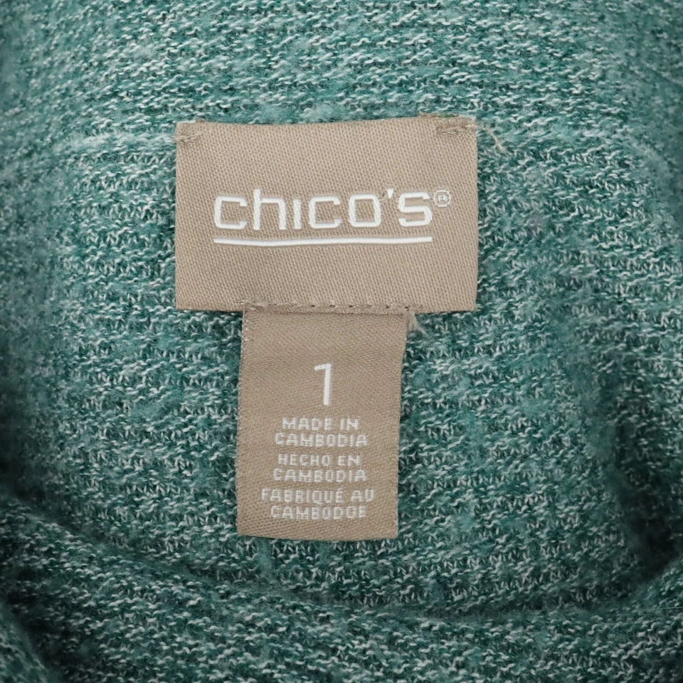 Suéter Chicos 1 Mujer Medio Verde Capucha Cuello Acanalado Tejido Pullover Costero Foto 3 de 4
