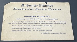 Antique Postcard Dubuque, Iowa Daughters Of The American Revolution Flag Day DAR