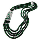 20" Round Green Tiger's-Eye Necklace CZ Pave Pendant