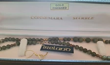 Connemara Marble Gold Finished Genuine Ireland Green Marble Bead Necklace 18"