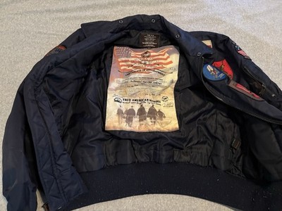 Top Gun Type B-15 Flight Bomber Jacket w/ Patches Navy Blue Size