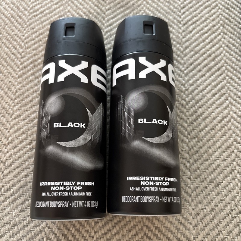 2 AXE Black Deodorant Body Sprays - 4oz - 48 Hour - Aluminum Free