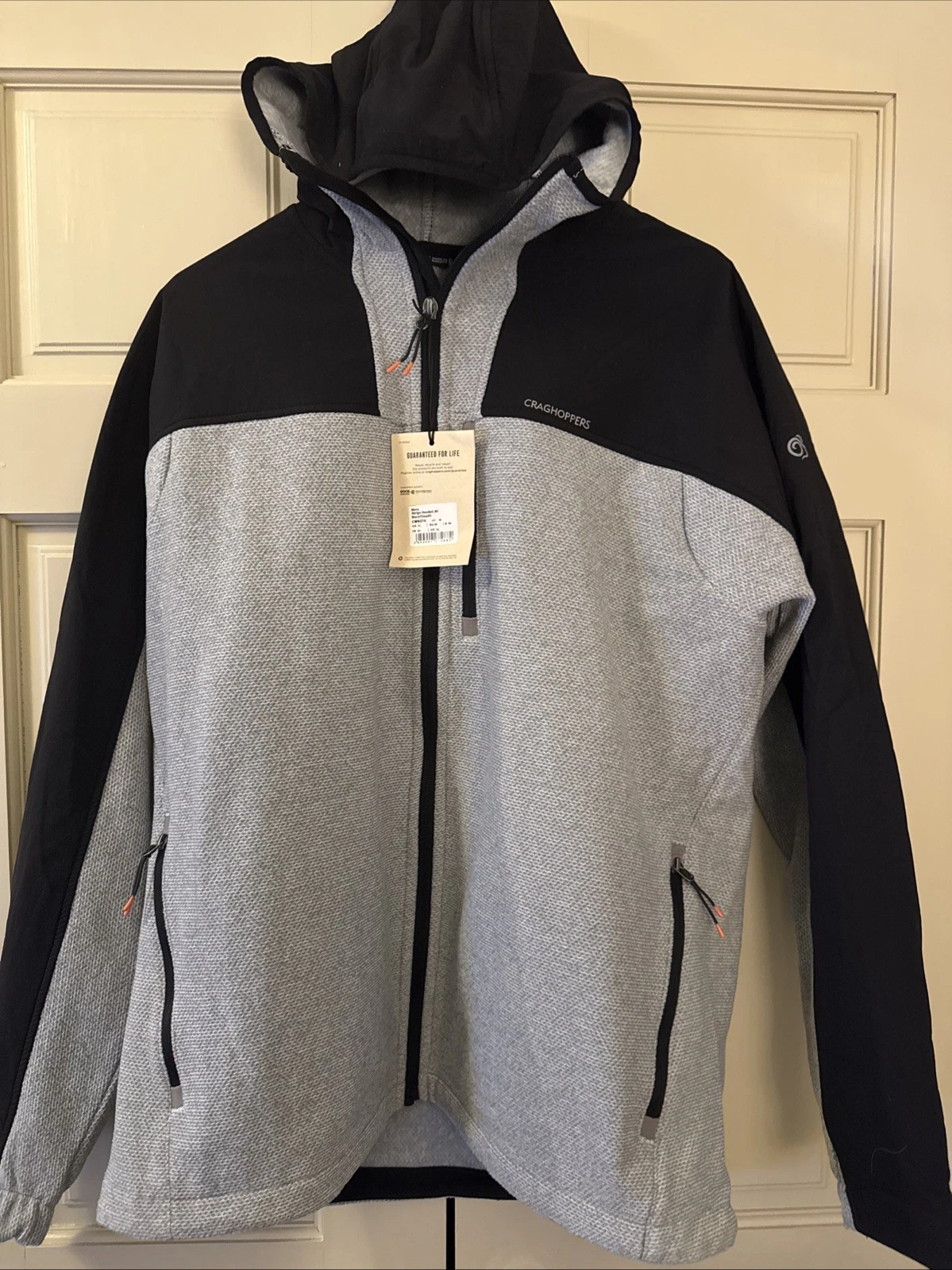 Craghoppers Men's Abrigo Hooded Black /Cloud Grey Fleece Jacket XL fits like L image 3