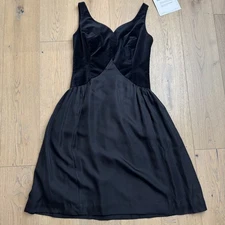 J Peterman Black Velvet & Silk Halter Neck Midi Dress Size 10