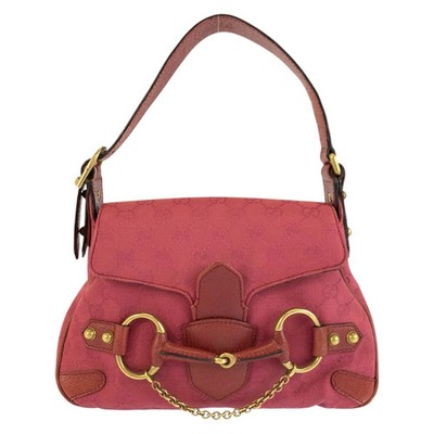 Gucci I i Horsebit GG Canvas Leather 120984 Handbag Shoulder Bag 603252 r10_0709