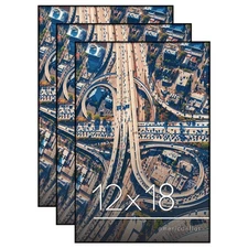 Americanflat 12x18 Front Loading Poster Frame Set w/ Shatter-Resistant Glass (3-