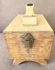 Vintage 1960 s Wood Shoe Shine Box, and Brushes, Wax, Shine Cloths Dovetail