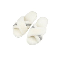 Women Crossover Slippers With Cozy Fur Memory Foam Fluffy Comfortable Sliders