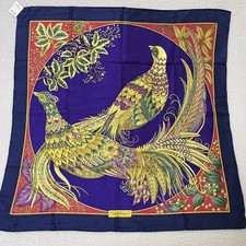 Unused w/Tag Salvatore Ferragamo Silk Scarf 86cm Bird Pheasant Hunting Purple