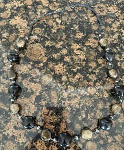 VTG Hawaiian Natural Genuine Kukui Nut Necklace Hawaii Lei Natural Black W/ Hues