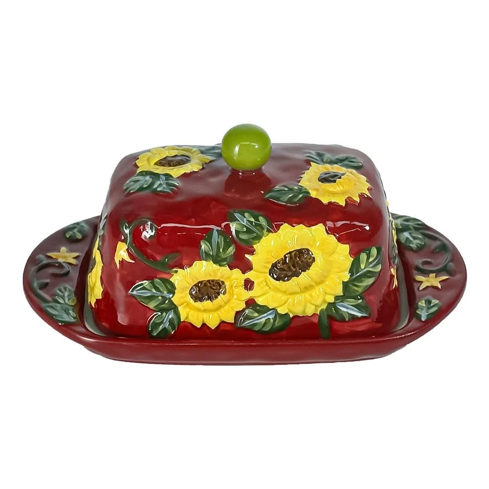 Ceramic Butter Dish with Lid – Farmhouse Sunflower Butter Container for Count...
Opens in a new wind