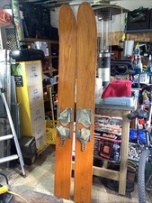 OAK WOOD Water Ski Set Cypress Gardens Red Trim Vintage Boat House Interior