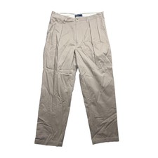 Polo Ralph Lauren Andrew Pant Mens 38x32 Tan Khaki Pleated Classic Chino Cotton